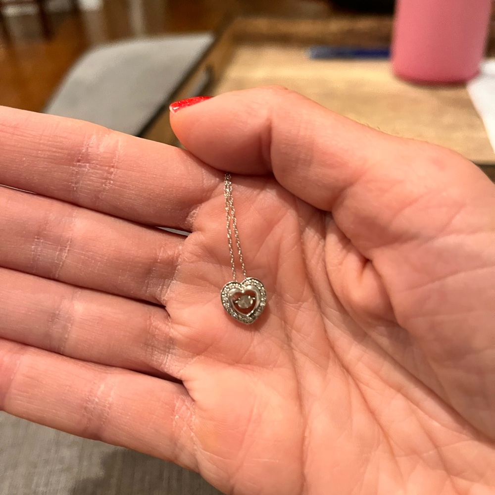 White gold heart necklace with real diamonds